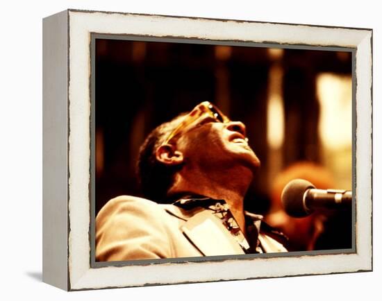 Ray Charles in the Recording Studio-null-Framed Stretched Canvas