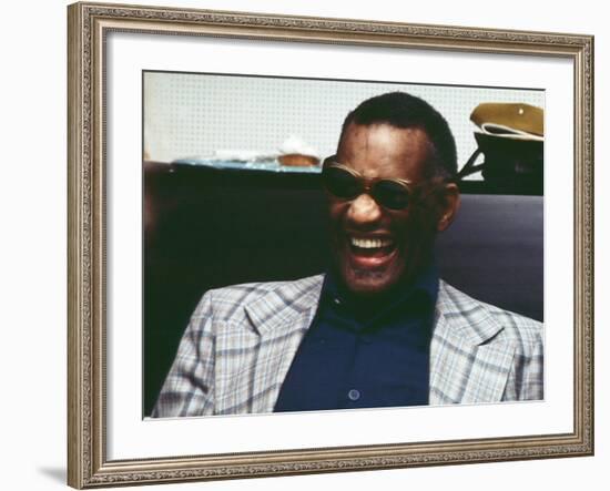 Ray Charles in the Studio at RPM International, Los Angeles-null-Framed Photo