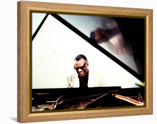 Ray Charles in the Studio at RPM International, Los Angeles-null-Framed Stretched Canvas