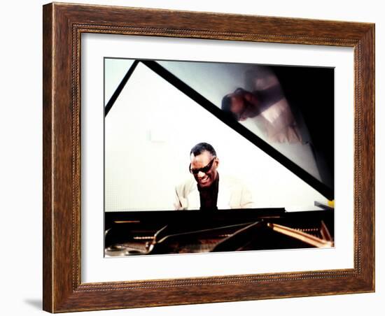 Ray Charles in the Studio at RPM International, Los Angeles-null-Framed Photo