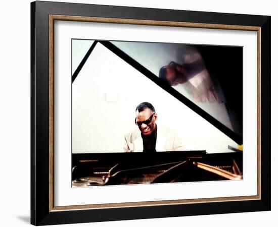 Ray Charles in the Studio at RPM International, Los Angeles-null-Framed Photo