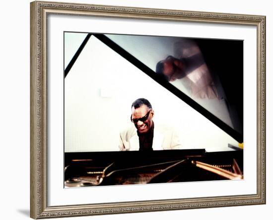 Ray Charles in the Studio at RPM International, Los Angeles-null-Framed Photo