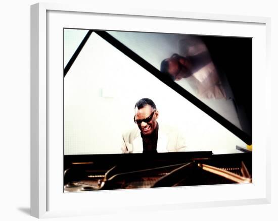 Ray Charles in the Studio at RPM International, Los Angeles-null-Framed Photo