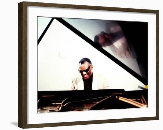 Ray Charles in the Studio at RPM International, Los Angeles-null-Framed Photo