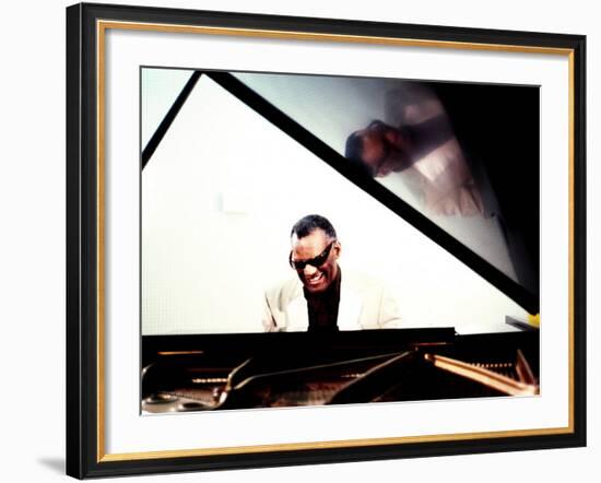 Ray Charles in the Studio at RPM International, Los Angeles-null-Framed Photo