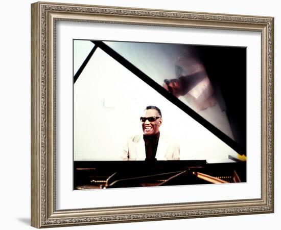 Ray Charles in the Studio at RPM International, Los Angeles-null-Framed Photo