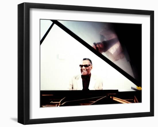 Ray Charles in the Studio at RPM International, Los Angeles-null-Framed Photo