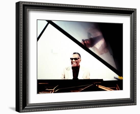 Ray Charles in the Studio at RPM International, Los Angeles-null-Framed Photo