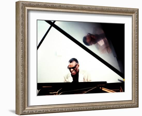 Ray Charles in the Studio at RPM International, Los Angeles-null-Framed Photo