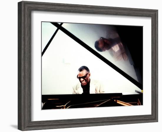 Ray Charles in the Studio at RPM International, Los Angeles-null-Framed Photo