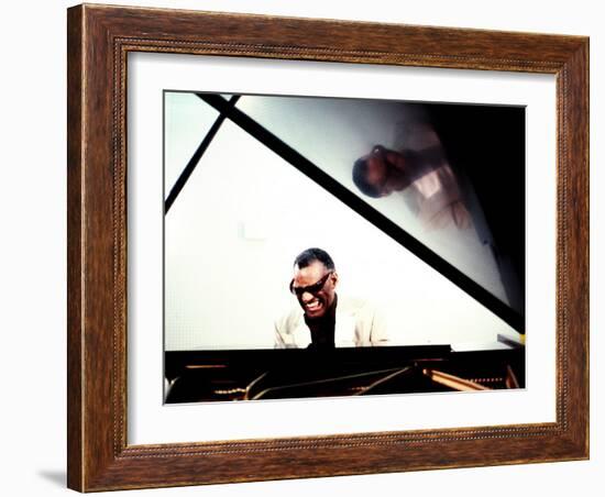 Ray Charles in the Studio at RPM International, Los Angeles-null-Framed Photo