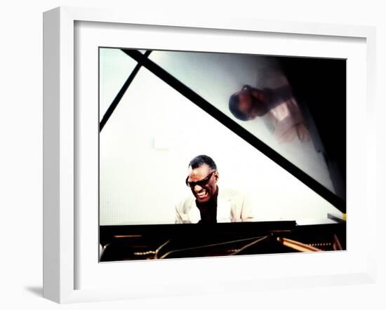 Ray Charles in the Studio at RPM International, Los Angeles-null-Framed Photo