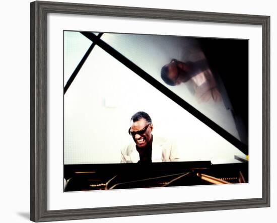 Ray Charles in the Studio at RPM International, Los Angeles-null-Framed Photo