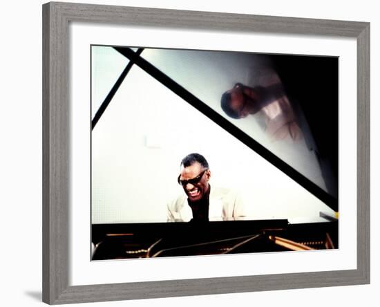 Ray Charles in the Studio at RPM International, Los Angeles-null-Framed Photo