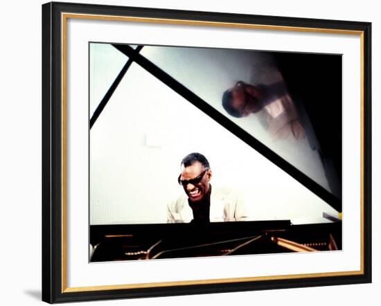 Ray Charles in the Studio at RPM International, Los Angeles-null-Framed Photo