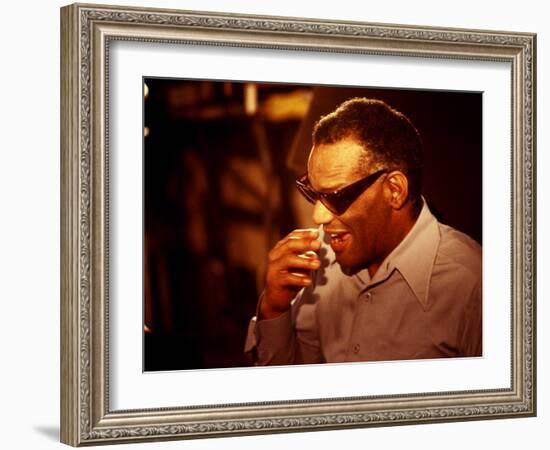 Ray Charles Laughing-null-Framed Photo