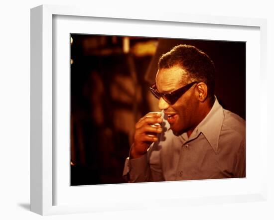 Ray Charles Laughing-null-Framed Photo