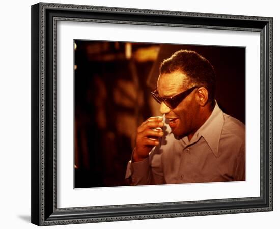 Ray Charles Laughing-null-Framed Photo