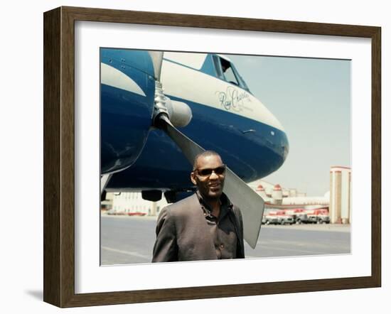 Ray Charles Outside His Private Jet-null-Framed Photo