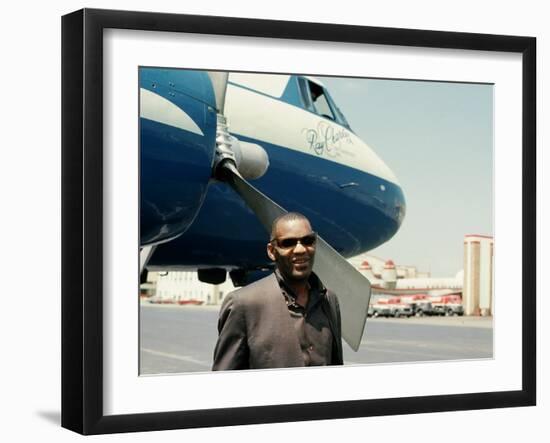 Ray Charles Outside His Private Jet-null-Framed Photo