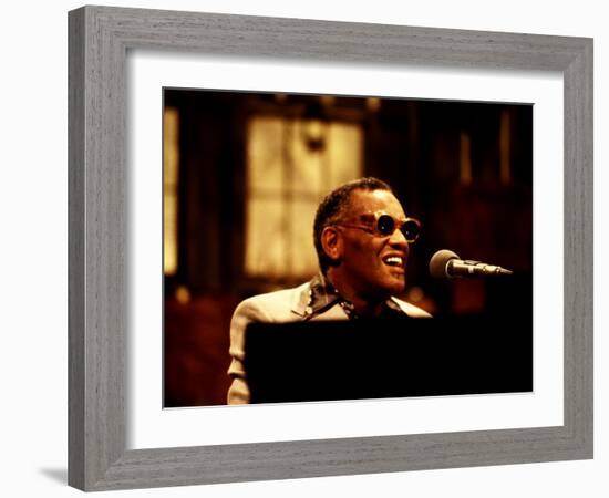 Ray Charles Performing on Saturday Night Live, 1977-null-Framed Photo