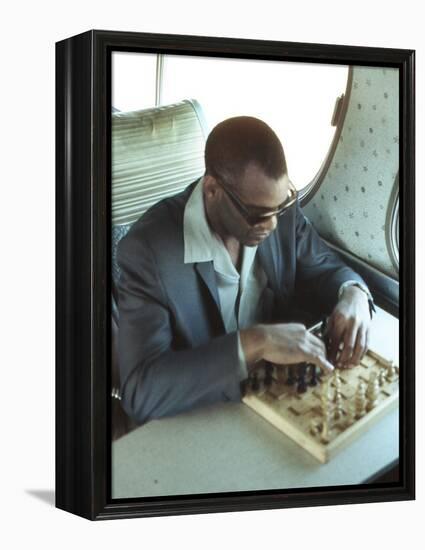 Ray Charles Playing Chess on the Tour Bus-null-Framed Stretched Canvas