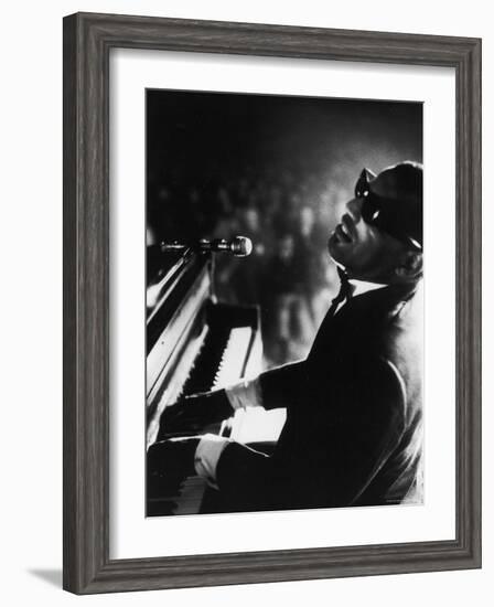 Ray Charles Playing Piano in Concert-Bill Ray-Framed Premium Photographic Print