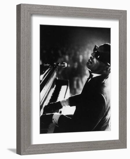 Ray Charles Playing Piano in Concert-Bill Ray-Framed Premium Photographic Print