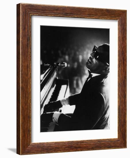 Ray Charles Playing Piano in Concert-Bill Ray-Framed Premium Photographic Print