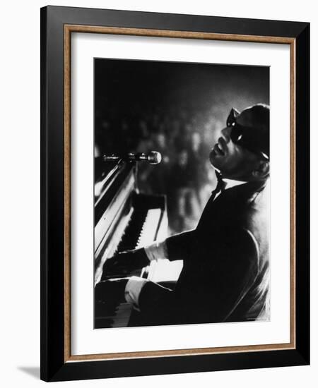 Ray Charles Playing Piano in Concert-Bill Ray-Framed Premium Photographic Print