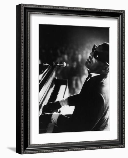 Ray Charles Playing Piano in Concert-Bill Ray-Framed Premium Photographic Print