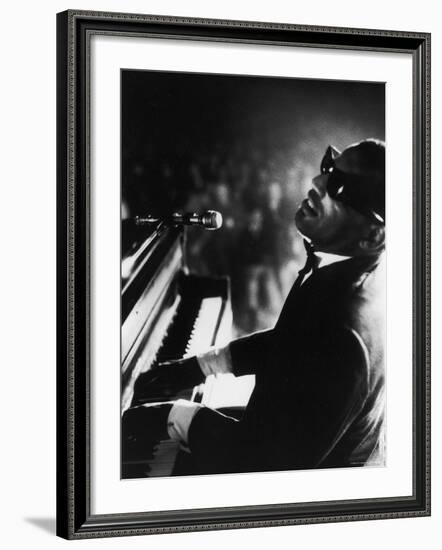 Ray Charles Playing Piano in Concert-Bill Ray-Framed Premium Photographic Print