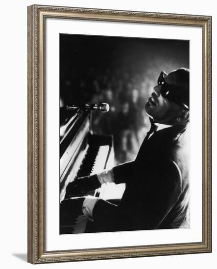 Ray Charles Playing Piano in Concert-Bill Ray-Framed Premium Photographic Print