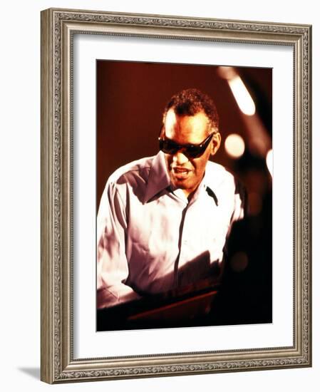 Ray Charles Playing Piano-null-Framed Photo