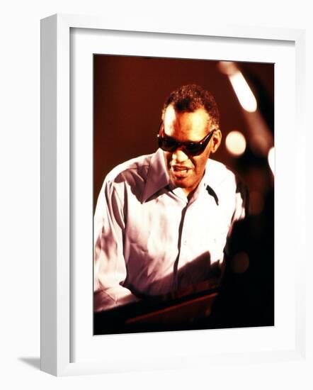 Ray Charles Playing Piano-null-Framed Photo