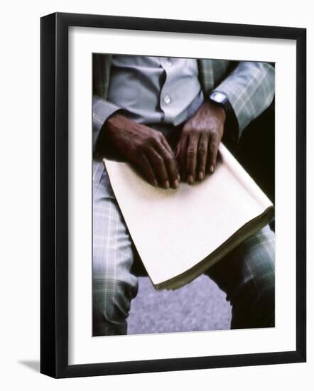Ray Charles Reading Braille-null-Framed Photo
