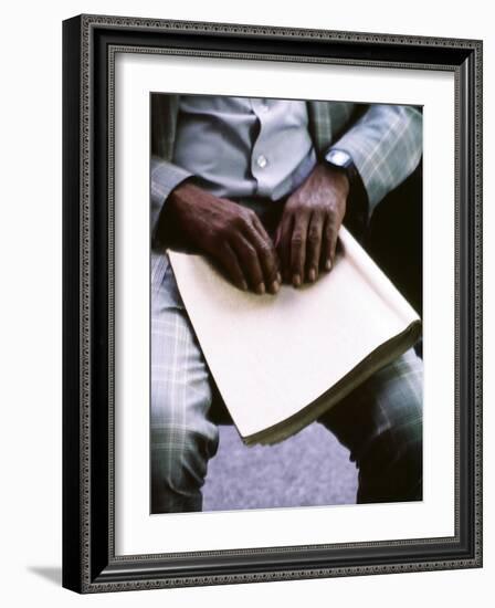 Ray Charles Reading Braille-null-Framed Photo