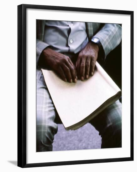 Ray Charles Reading Braille-null-Framed Photo