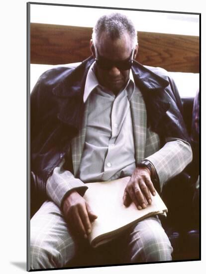 Ray Charles Reading Braille-null-Mounted Photo