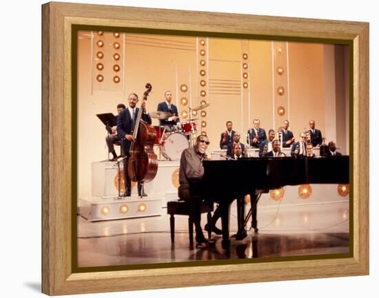 Ray Charles Recording Hollywood Palace Television Show, 1966-null-Framed Stretched Canvas