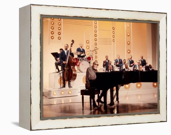 Ray Charles Recording Hollywood Palace Television Show, 1966-null-Framed Stretched Canvas