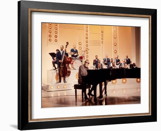 Ray Charles Recording Hollywood Palace Television Show, 1966-null-Framed Photo