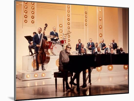 Ray Charles Recording Hollywood Palace Television Show, 1966-null-Mounted Photo
