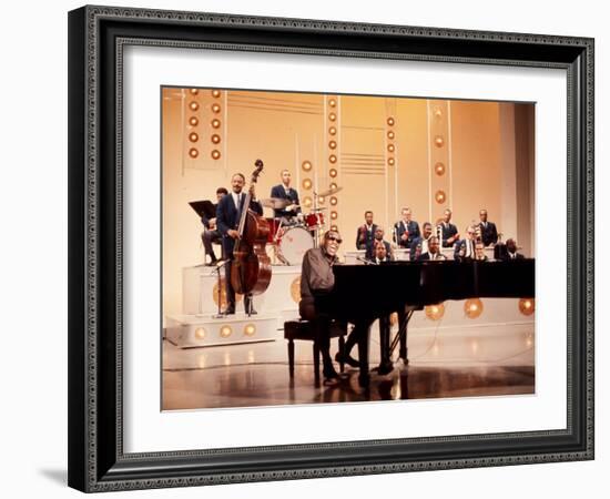 Ray Charles Recording Hollywood Palace Television Show, 1966-null-Framed Photo