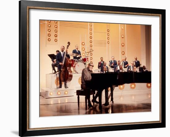 Ray Charles Recording Hollywood Palace Television Show, 1966-null-Framed Photo