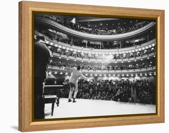 Ray Charles Singing, with Arms Outstretched, During Performance at Carnegie Hall-Bill Ray-Framed Premier Image Canvas