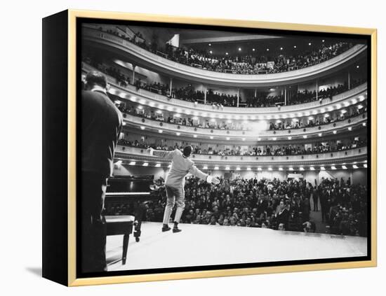 Ray Charles Singing, with Arms Outstretched, During Performance at Carnegie Hall-Bill Ray-Framed Premier Image Canvas
