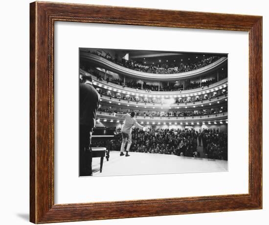 Ray Charles Singing, with Arms Outstretched, During Performance at Carnegie Hall-Bill Ray-Framed Premium Photographic Print