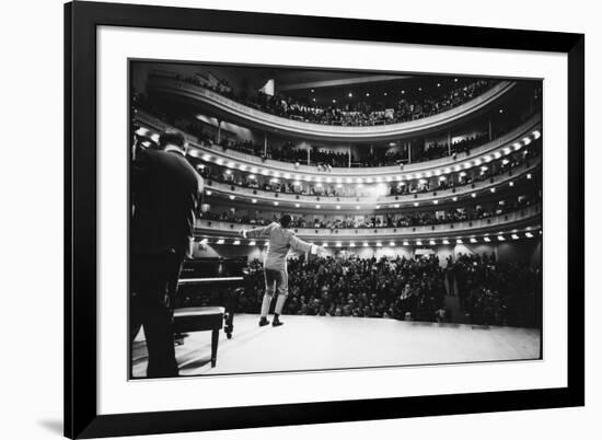 Ray Charles Singing, with Arms Outstretched, During Performance at Carnegie Hall-Bill Ray-Framed Photographic Print