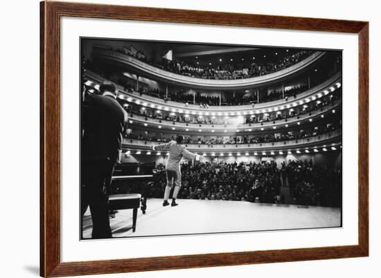 Ray Charles Singing, with Arms Outstretched, During Performance at Carnegie Hall-Bill Ray-Framed Photographic Print